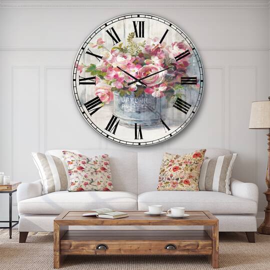 Designart Maison Des Fleurs III Farmhouse Wall Clock